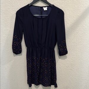 Navy Dress with Multicolor Dots size small
